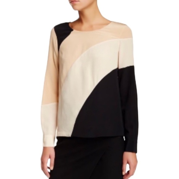 Diane Von Furstenberg Seraphina Silk Colorblock Blouse Size 4 - Picture 10 of 10